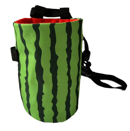 Chalk Bag for Rock Climbing - Bouldering Chalk Bucket with Quick-Clip Belt Zipper Pocket and Brush Holder (Watermelon) (Watermelon)